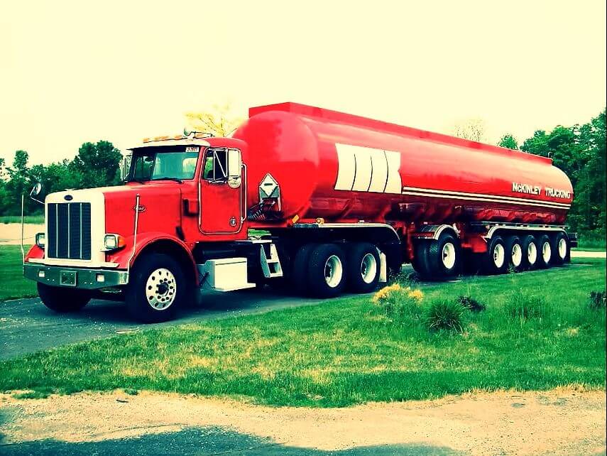 red painted tank trailer
